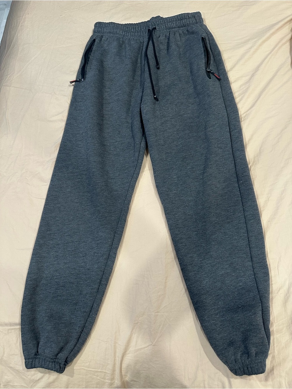 Men's Dark Gray Fleece Jogger Sweatpants - Elastic Waist & Cuffs